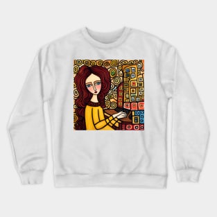 Young woman Typing Crewneck Sweatshirt